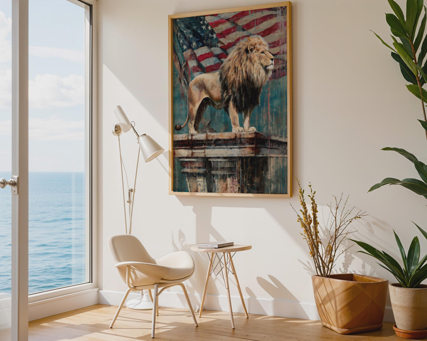 Majestic Lion American Flag Canvas Wall Art